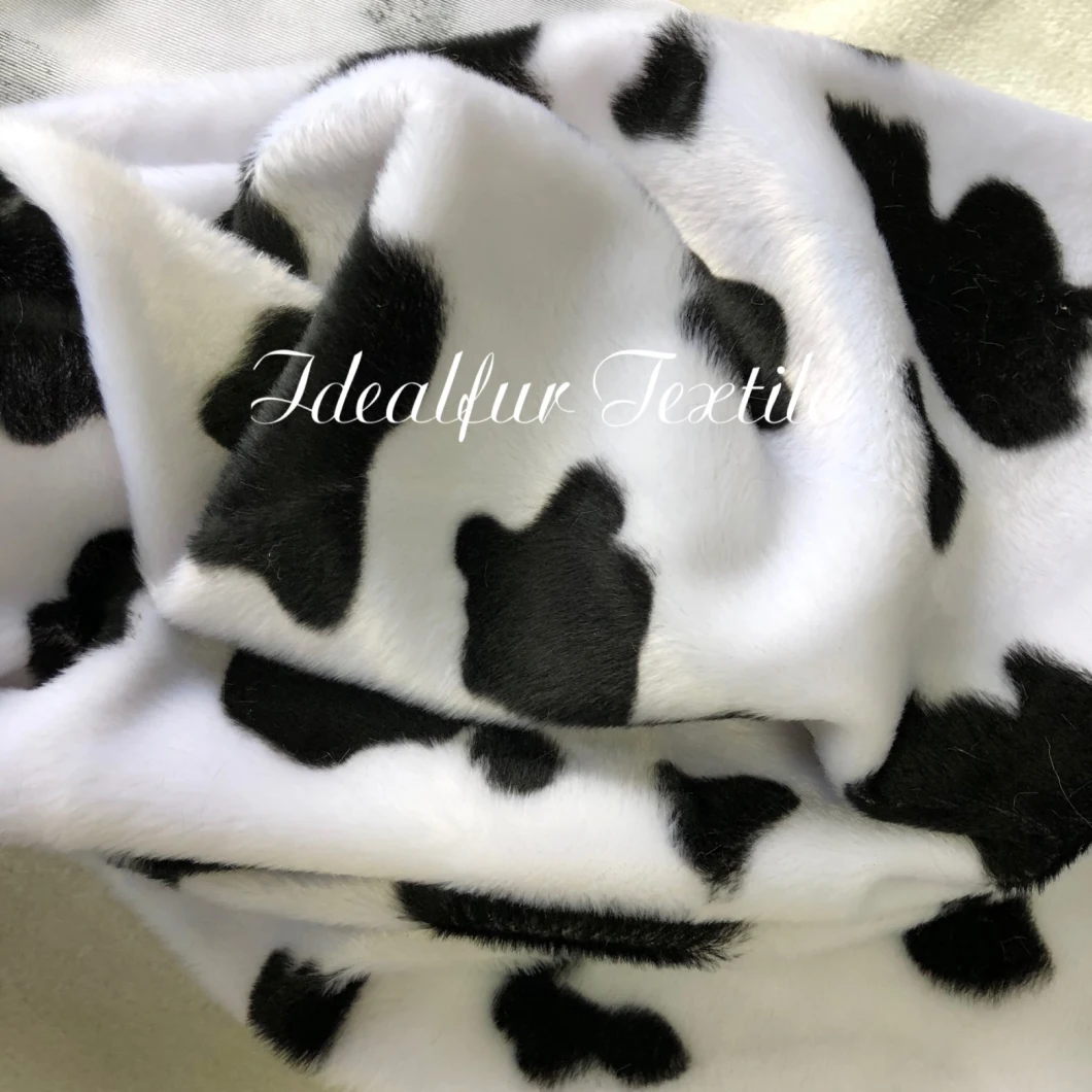 Cow Printing Short Pile Imitation Rabbit Fur