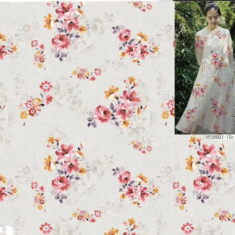 Wholesale Linen Fabric Digital Printed Pure Linen Cotton Clothes for Dress