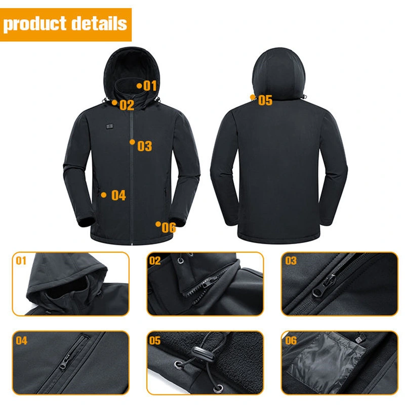 Mens Lightweight Electronic Heated Clothing Outdoor Heated Jacket Soft Shell Heated Outwear