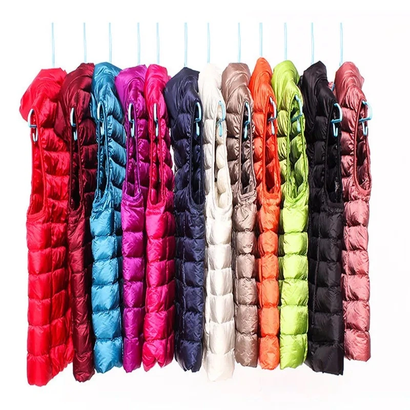 Women Down Vest Pure Color Lightweight Short Casual Fashion Stand-up Collar Down Jacket Coat